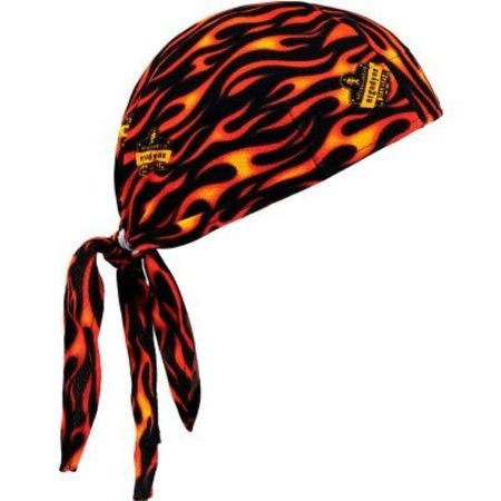 ERGODYNE Chill-Its 6615 High-Performance Dew Rag, Flames, One Size 12485